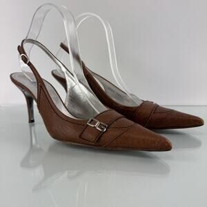 Dolce & Gabbana Leather Pointed Toe Slingback Natural Tan Sz 40.5 EU - 9.5 READ!